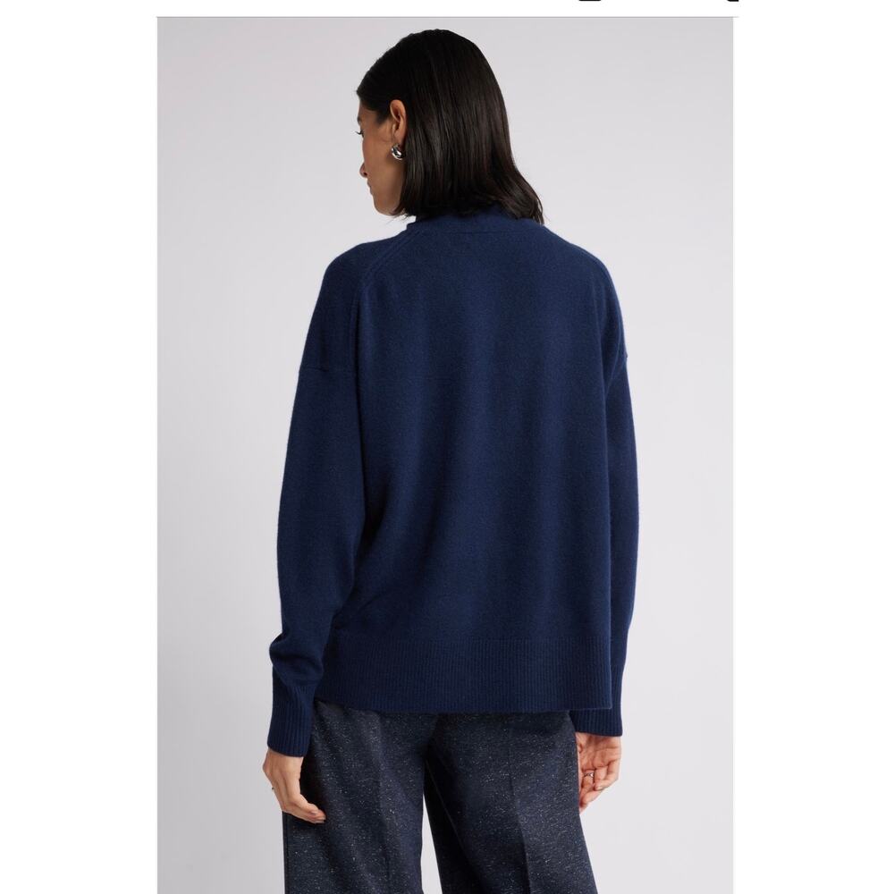 Nordstrom Navy Night Oversized Cashmere Turtleneck - L (New) - Picture 2 of 7